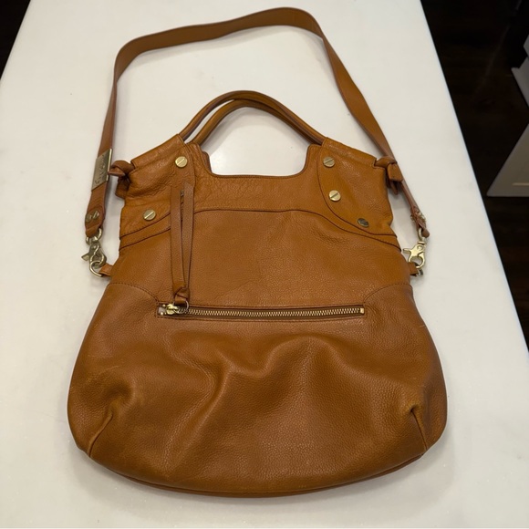 Foley And Corinna “Lady Tote” Tan Pebbled Leather 2 Way Shoulder / Crossbody - Picture 6 of 15